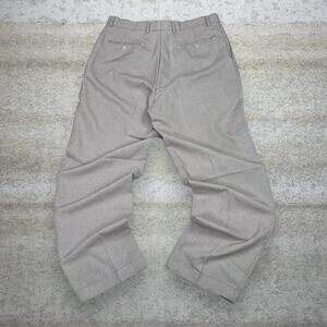 Vintage 90s Houndstooth Dress Pants 36x34 Baggy Wide Leg Fit Tan Pleated Front